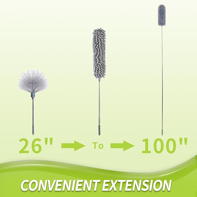 IVYROLL Cobweb Duster & 100'' Microfiber & Chenille Ceiling Cleaner Kit | - Image 7