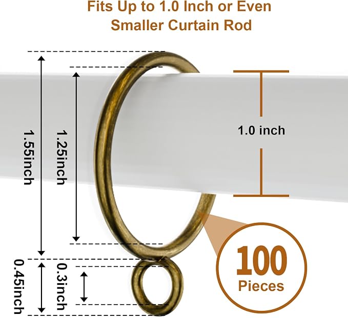 100 Packs Bronze Metal Curtain Rings - Image 2