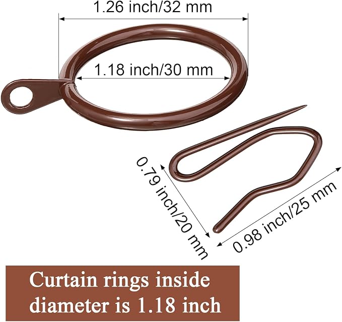 Qunclay 100 Set 1.26 Inch Metal Curtain Rings - Image 2