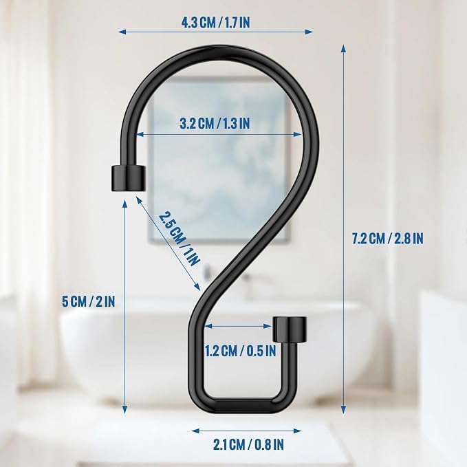 Goowin Shower Curtain Hooks, Rustproof Black Shower Curtain Rings, Kitchen - Image 3