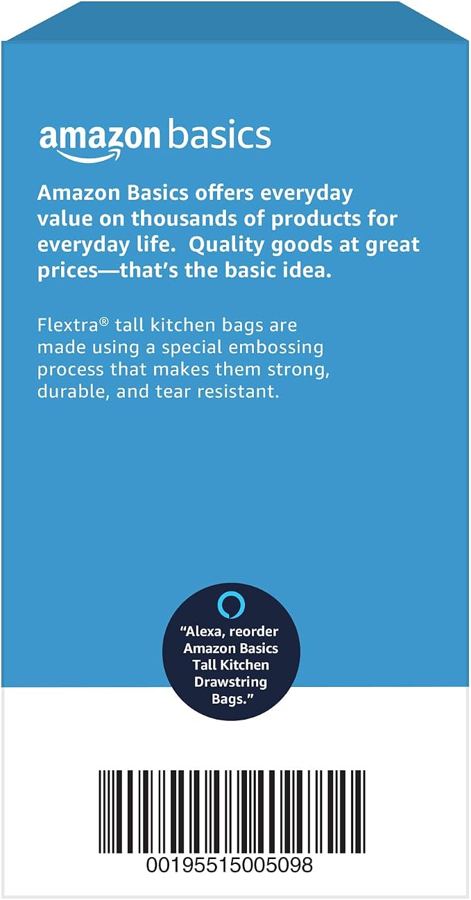 Amazon Basics Flextra Tall Kitchen Drawstring Trash Bags, 13 Gallon, - Image 6