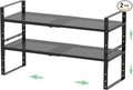Expandable Countertop Organizer Rack/Shelf with Borders. for Kitchen, Pantry or Office - Heavy-Duty Steel Construction