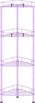 HuggieGems Metal Floor Standing Corner Shower Caddy, Light Purple, 4 Tier by HuggieGems