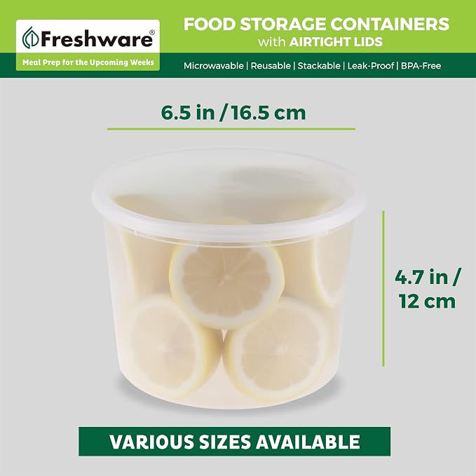 Freshware 1/2 Gallon Plastic Deli Food Storage Soup Containers - Image 3