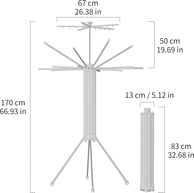 RFOUO Foldable Clothes Drying Rack Aluminum 4 Legs 16 Rods Double Layer | - Image 3