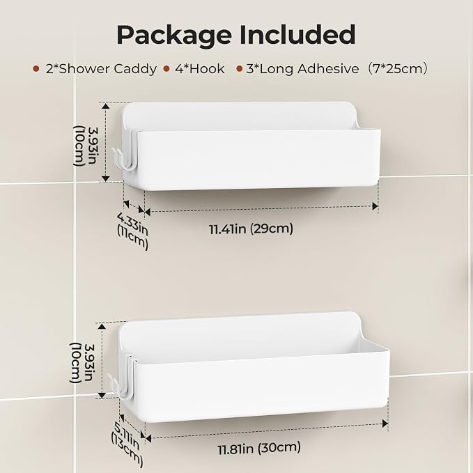 Orimade Shower Caddy 2-Pack, No-Drill Adhesive Shelves - Image 4