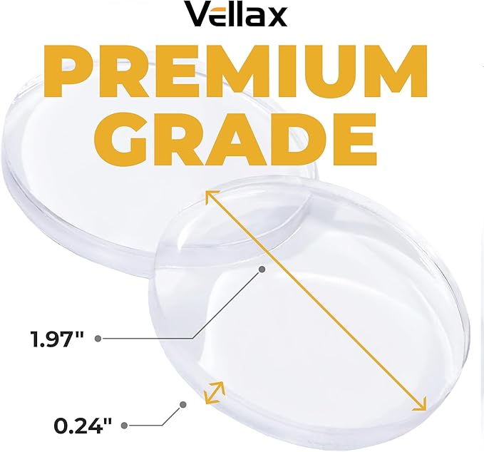 Large 2" Door Knob Wall Protectors – 6 Clear Self-Adhesive Silicone Bumper Pads in Damp Button Shape – Noise Dampening Wall & Furniture Guards by VELLAX