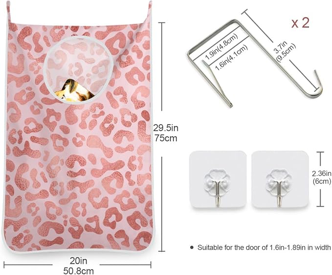 2PCS Hanging Laundry Hamper Bag Over the Door Laundry Hamper Wall Hamper Large - Image 3