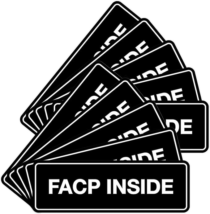 Signs ByLITA Standard FACP Inside Sign | Fire Safety Signage (Black) - Large 10 Pack