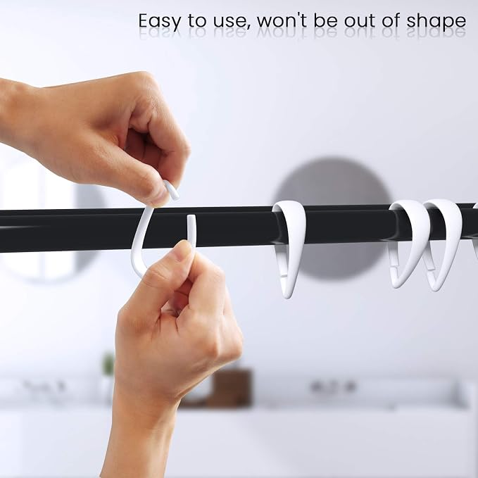 Top-spring White Shower Curtain Hooks 12Pcs Drop Shaped Hooks - Image 2