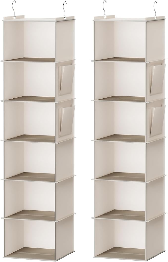 YOUDENOVA Hanging Closet Organizer and Storage, 2 Packs, 2 Side Pockets by YOUDENOVA