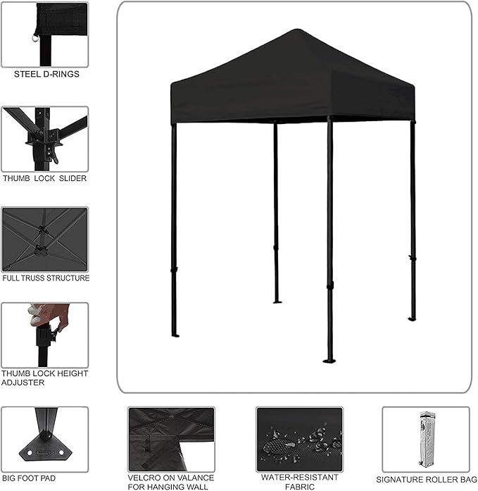 Eurmax USA 5'x5' Pop Up Canopy Tent Commercial Instant Canopies with Heavy Duty Roller Bag,Bonus 4 Sand Weights Bags (Red)