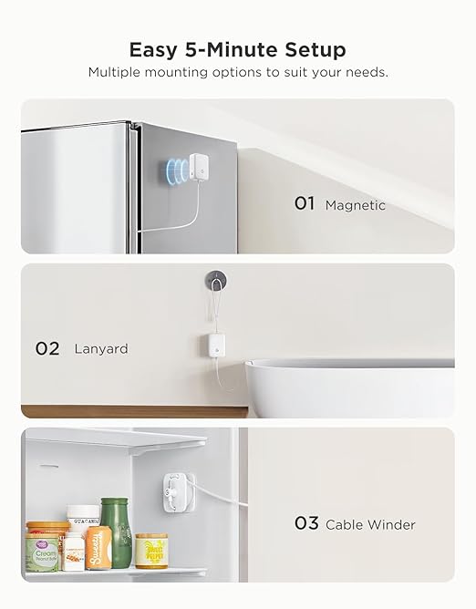 GoveeLife WiFi Refrigerator Thermometer with Alarm, Wireless Digital Freezer Temperature Gauge with App Control, 2 Years Free Data Export, for Home Kitchen Fridge Hot Tub(Only Support 2.4G Wi-Fi)
