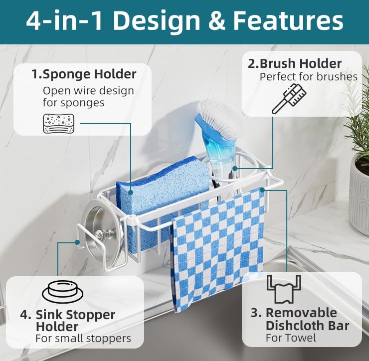 TAILI 4-in-1 Sink Caddy for Kitchen Sink - Image 5