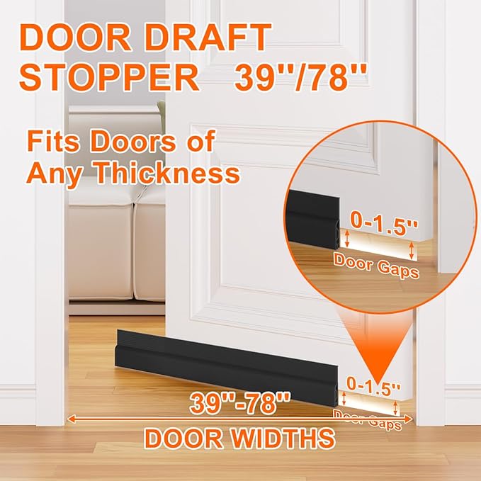 Door Draft Stopper, Adjustable Weather Stripping Seal - Image 4