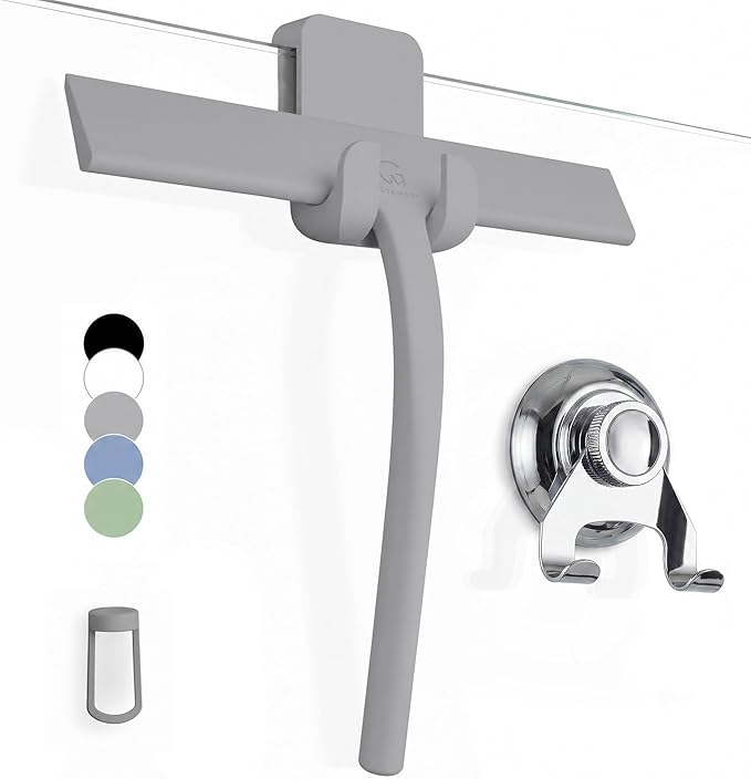 Silicone Shower Squeegee with 3-in-1 No-Drill Mount, Streak-Free & No-Squeak by G%C3%9CTEWERK