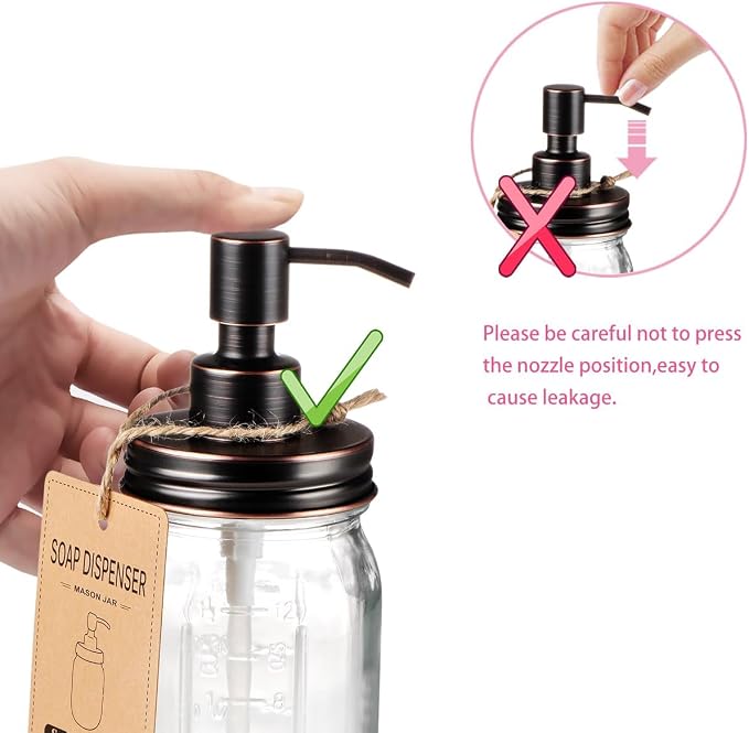 Amolliar Mason Jar Liquid Soap Dispenser, 16OZ Lotion Dispenser ORB 1 Pack | - Image 6