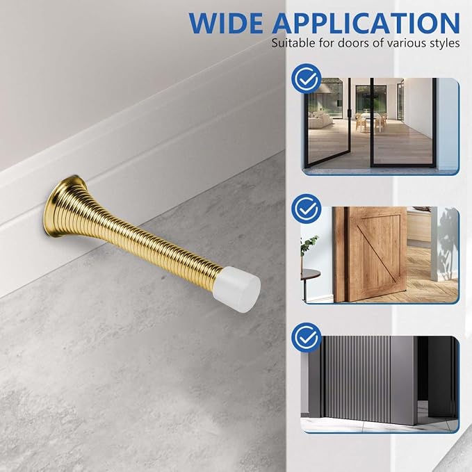 KISEER 12 Pack Spring Door Stops 3 1/4 Inch Flexible Heavy Duty Spring Door - Image 5