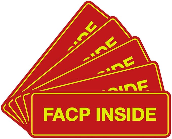 Signs ByLITA Standard FACP Inside Sign | Fire Safety Signage (Red/Yellow) - Small 5 Pack
