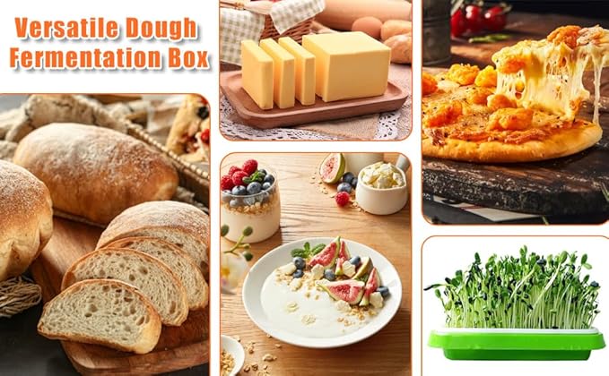 Folding Bread Proofing Box with Lid, Bread Proofer 3-Side Even Fever, Sourdough Starter Warmer for Pizza/Dough/Sour/Baking, 41-131℉ Temperature & 99 H Timer Control Proofing Container