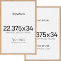 Homeforia 22.375x34 Puzzle Frame Wooden, High End Natural Oak 22.375 x 34 Picture Frames Light Wood without Mat, 34x22.375 Poster Frames for Wall, 22.375by34 Frames, Tempered Glass, Wall Kit, Set of 2