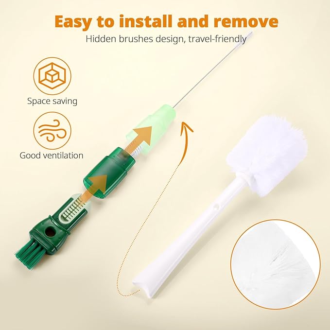 OUTXE 5 Pack Bottle Brush Cleaning Set, 5-in-1 Cup Cleaner Brush | - Image 3