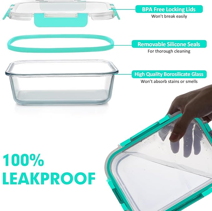 VERONES 30 Pieces Glass Food Storage Containers Set - Image 4