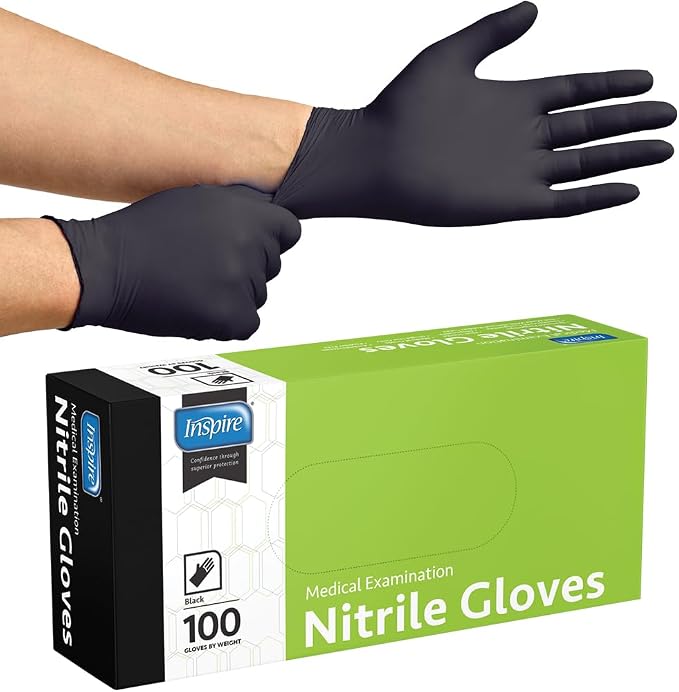 Inspire Black Nitrile Disposable Gloves | 4.5 Nitrile Disposable Safety Medical - Image 8