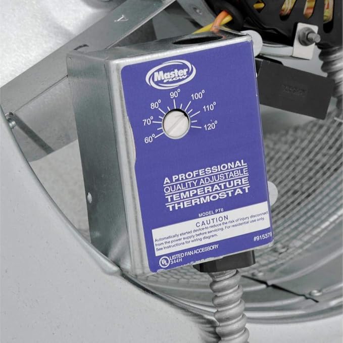 Master Flow GAF 1000 CFM Power Roof Mount Attic Vent Fan with Thermostat (PT6): Easy Installation & Efficient Exhaust Ventillation | Airflow Capacity for attic Spaces Upto 1600 sq.ft. - Mill