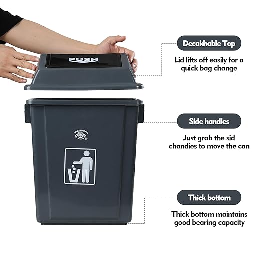 4-Pack 8 Gallon Kitchen Trash Can with Swing Lid, Plastic Kitchen Garbage Can, Small Waste Bin for Kitchen, Bathroom, Bedroom, Office, Gray