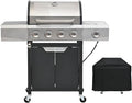 4-Burners Propane Gas Grill Outdoor with Side Burner & Thermometer, Stainless Steel Propane Grill with Cover for Outdoor BBQ, Patio Backyard Barbecue, 51000 BTU Output