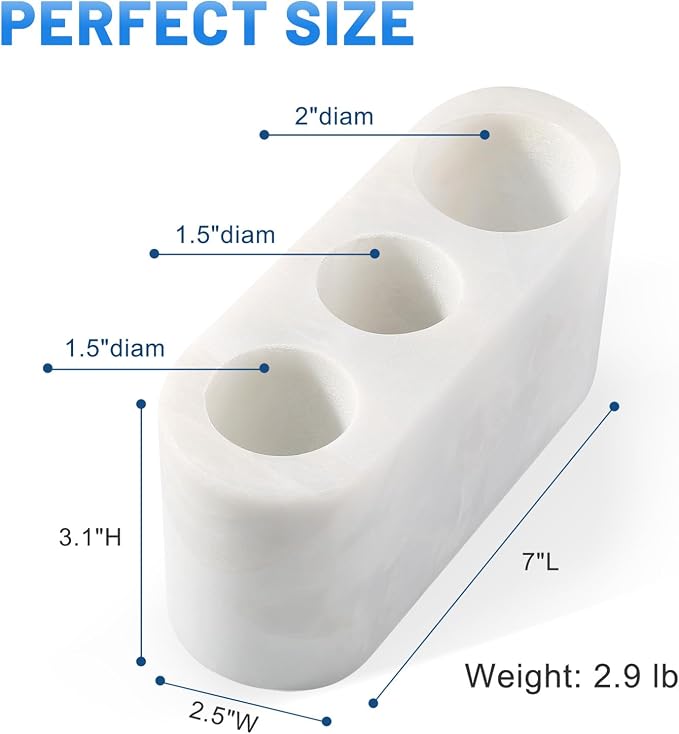 BCS Toothbrush Holder for Bathrooms, 3 Slots Marble Toothbrush Organizer - Image 3