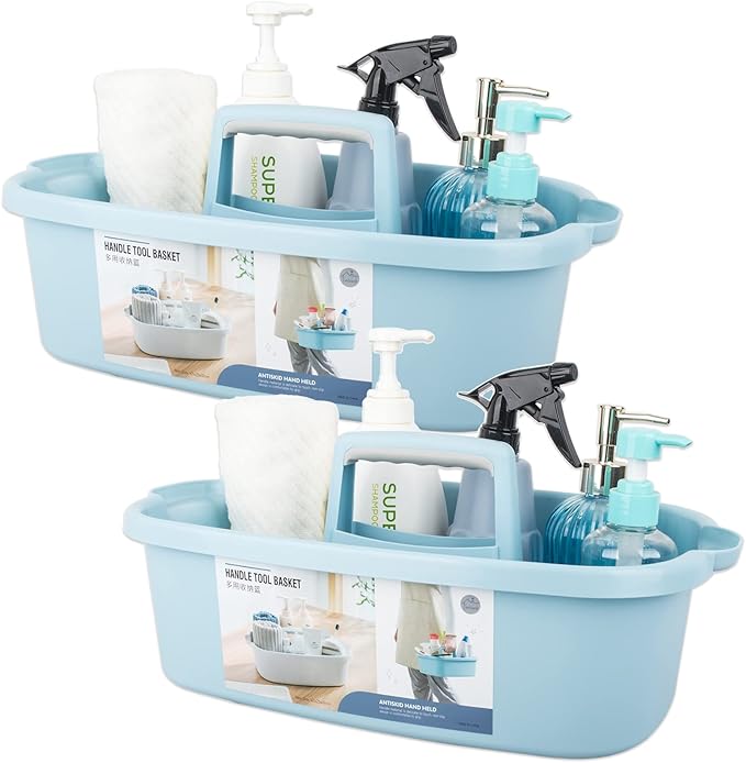 Large Cleaning Supplies Caddy Portable Shower Caddy Basket Blue 2 Pack by JiatuA
