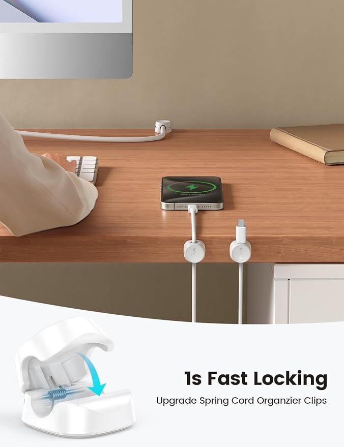 Lamicall 12 Pack Spring Cord Organizer, Cable Management Clips | Office Desk - Image 2