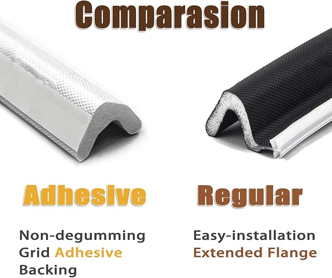19.6 FT Door Frame Adhesive Weather Stripping Seal Strip PU Foam, PE Cover, Groove Slot Installation for Large Gap, Sound Heat Insulation, Dust Water Moisture Prevention (19.6ft, Black，Adhesive)