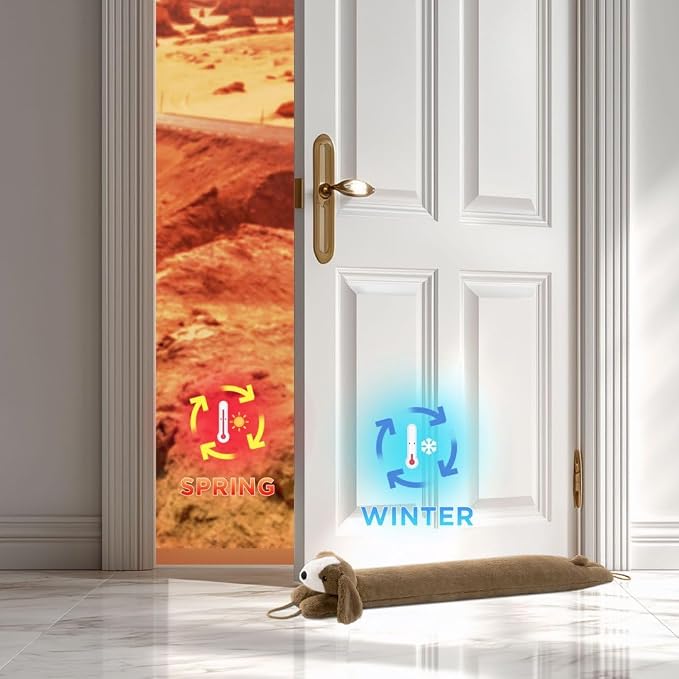 Sunolga Door Draft Stopper Blocks Hot and Cold Air, Coffee Dog | Blocks Wind - Image 3