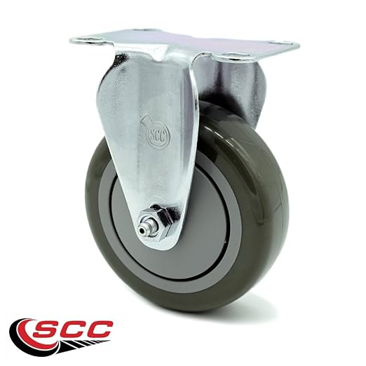 Service Caster Brand Replacement Caster for Uline Caster H-5539R-Rigid Top Plate Caster with 4 Inch Gray Polyurethane Wheel-Light Duty Replacement Caster-Fits Carts, Dollies and Poly Box Trucks H-1956