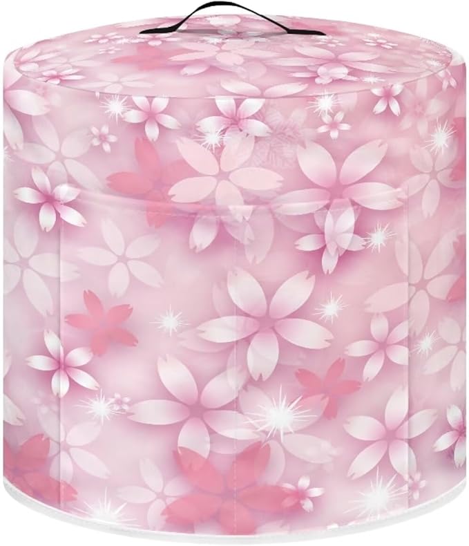 Pink Petal Dust Cover for Kitchen Instant Pot Accessories Appliance Cover Quart Pressure Cooker Air Fryer Rice Cooker Kitchen Appliance Dust Covers with Storage Pockets Size S