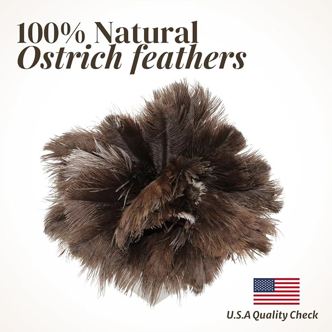 Ostrich Feather Duster with Wooden Handle 14" – Natural Reusable Feather Duster - Image 3