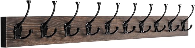 IBosins Vintage Wall Mounted Coat Rack, 10 Rustic Coat Hooks Rail by IBosins