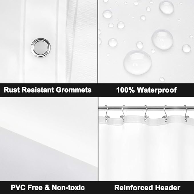 Barossa Design 54" x 72" Frosted Stall Shower Curtain Liner - Image 5