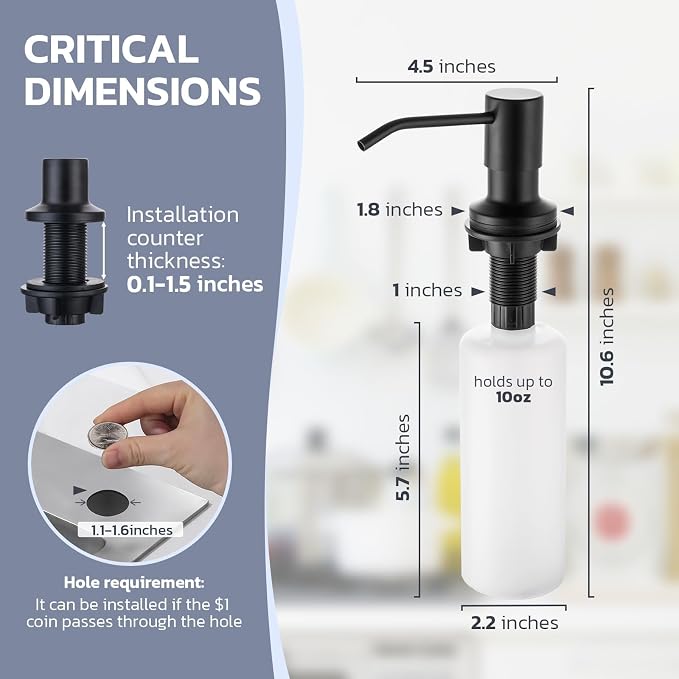 WEWE Kitchen Faucet with Soap Dispenser, 3-Mode Sprayer, Matte Black | - Image 7