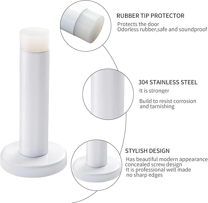 DOKU 10Pcs Door Stop, 3.5 Inch Heavy Duty 304 Stainless Steel Door Stopper - Image 3