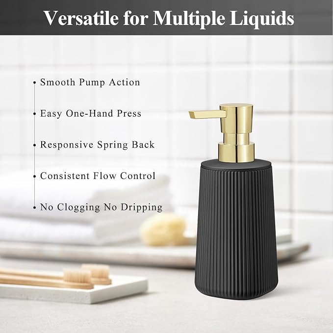 Black and Gold 2 Pack Hand Soap Dispensers Set | - Image 4