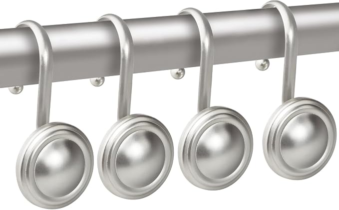 CHICTIE Nickel Shower Curtain Hooks Rings, Decorative Silver Shower Hook - Image 2