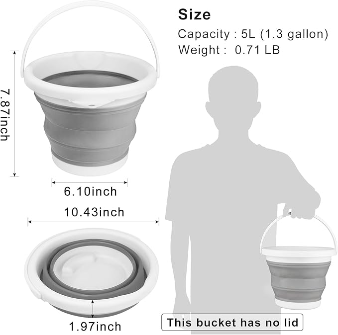 Collapsible Mop Bucket and Ice Bucket-5L Household Cleaning Silicone Dust Mops - Image 2
