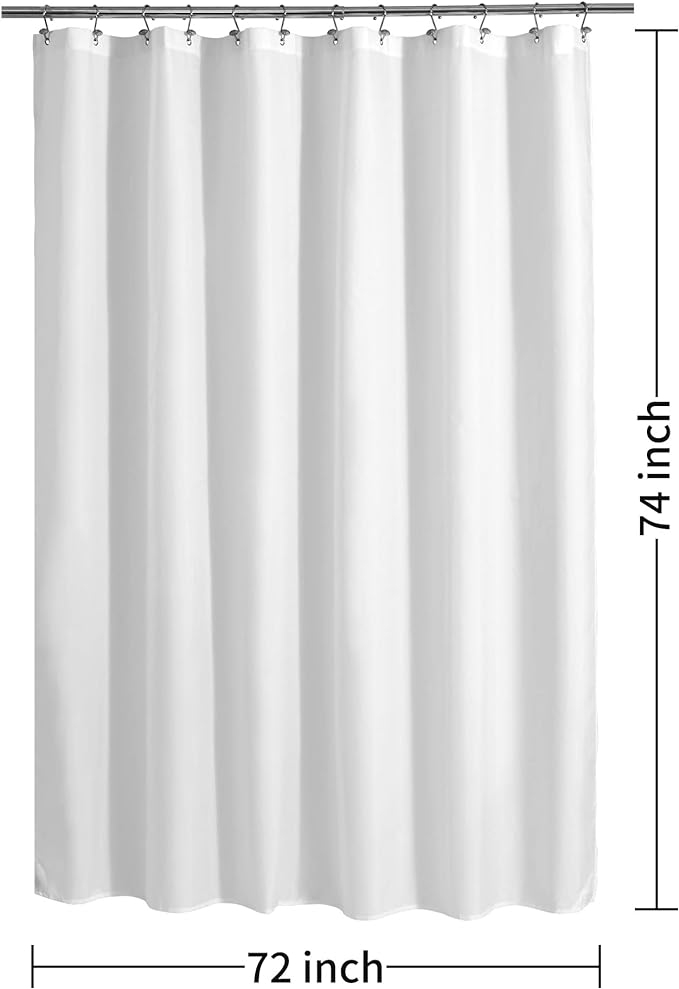 ALYVIA SPRING 72x74 Long Waterproof Fabric Shower Curtain or Liner White - Image 7
