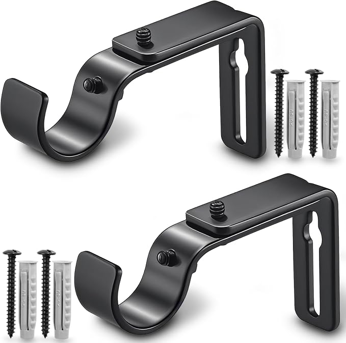 LLPJS Curtain Rod Bracket Adjustable, Drapery Rod Holder Hooks Support Hangers by LLPJSCurtainRingsClipHooks