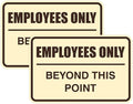 All Quality Classic Framed Employees Only Beyond This Point Wall or Door Sign | Easy to Install Business Signage - Small (Ivory-Dark Brown) 2 Pack