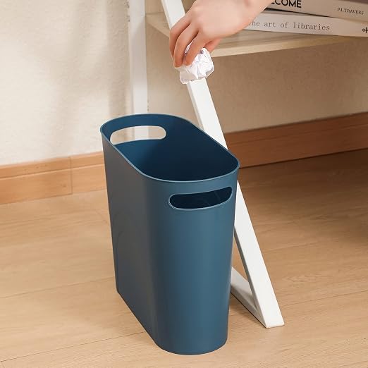 rejomiik Small Bathroom Trash Can, 3.5 Gallon Slim Garbage Can, Teal Blue | - Image 6